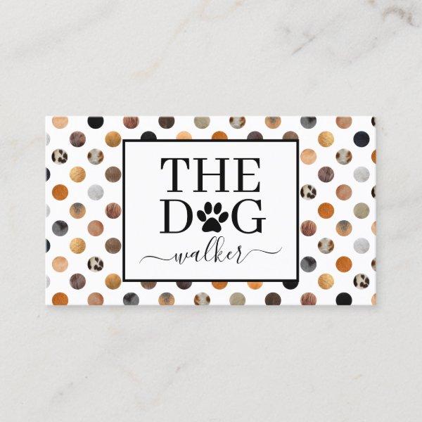 Dog walker pet and animal care fur polka dot