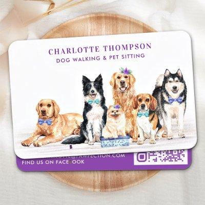 Dog Walker Pet Sitter Groomer Watercolor QR Code