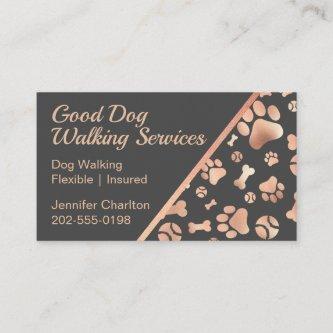Dog Walker Pet Sitter Paw Print Rose Gold