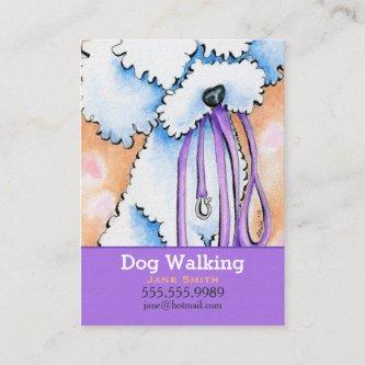 Dog Walker White Poodle Purple