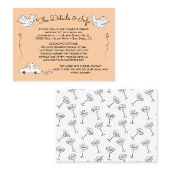 Doodle Sketch Funky birds Wedding Details Info