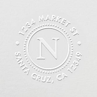 Dotted Frame Custom Monogram Round Return Address Embosser
