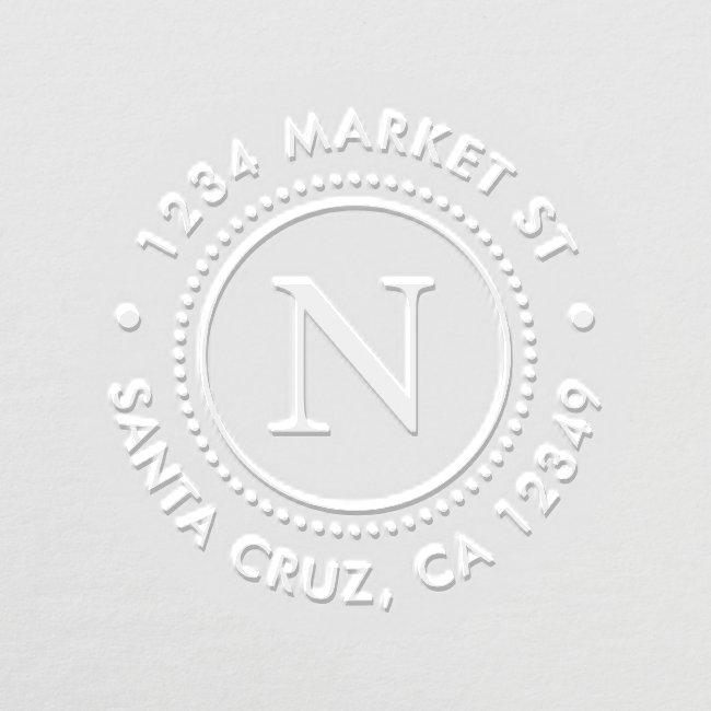 Dotted Frame Custom Monogram Round Return Address Embosser