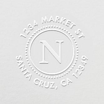Dotted Frame Custom Monogram Round Return Address  Embosser