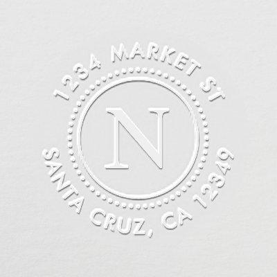 Dotted Frame Custom Monogram Round Return Address  Embosser