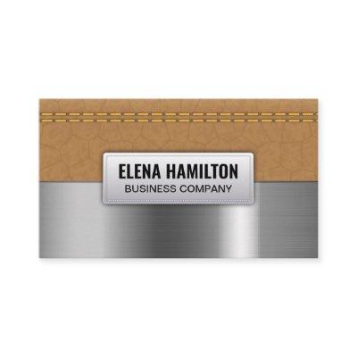 Double Stitched Tan Leather | Metallic Brushed