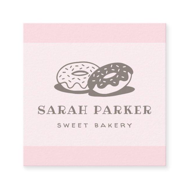 Doughnut donut whimsical baker bakery pink cute square