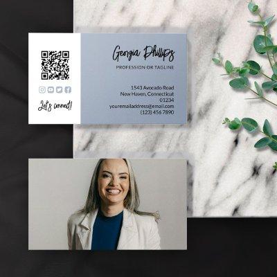 Dove Blue QR Code Photo Social Media Icons