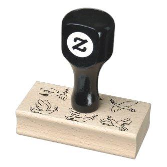 Dove fly for peace rubber stamp