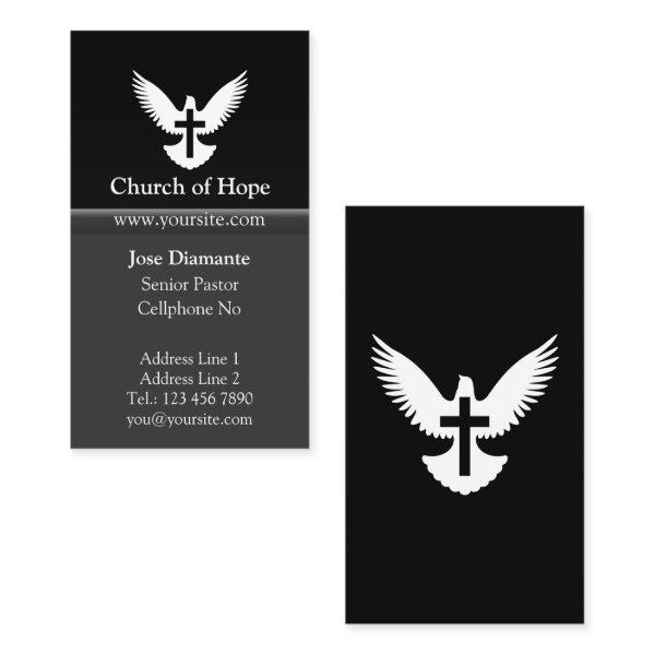 Dove with Cross Black Vertical Church Card