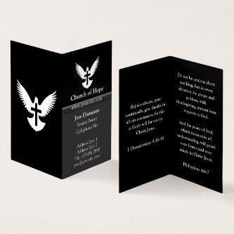 Dove with Cross Black Vertical Folded