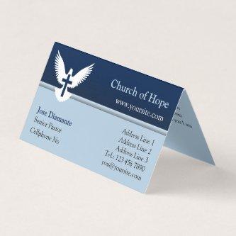 Dove with Cross Blue Folded