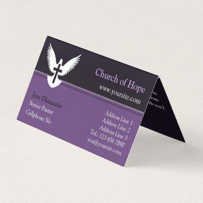 Dove with Cross Dark Purple Folded Busine