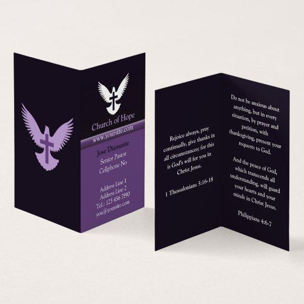 Dove with Cross Dark Purple Vertical Folded