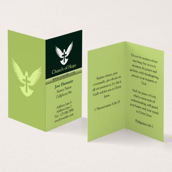 Dove with Cross Forest Green Vertical Folded