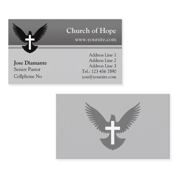 Dove with Cross Gray Church Card