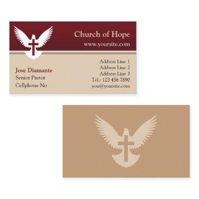 Dove with Cross Red and Beige Church Card