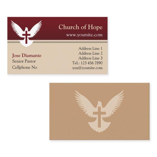 Dove with Cross Red and Beige Church Card