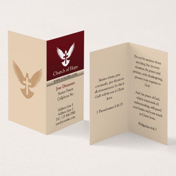 Dove with Cross Red and Beige Vertical Folded