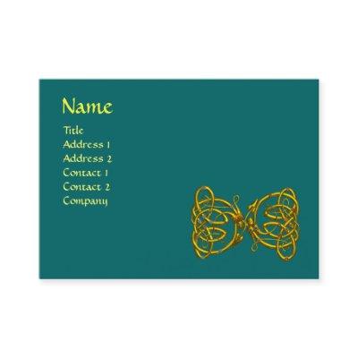 DRAGON LOVE / Gold Celtic Knot Dragons Green