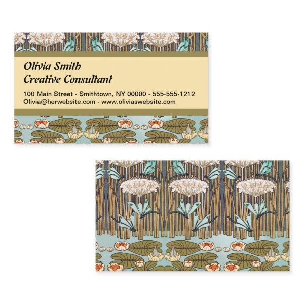 Dragonflies Water Lilies Marsh Art Nouveau