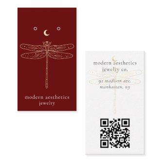 Dragonfly QR Code Earring Red Display Card