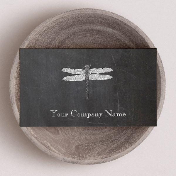 Dragonfly Vintage Etching Chalkboard Look Black
