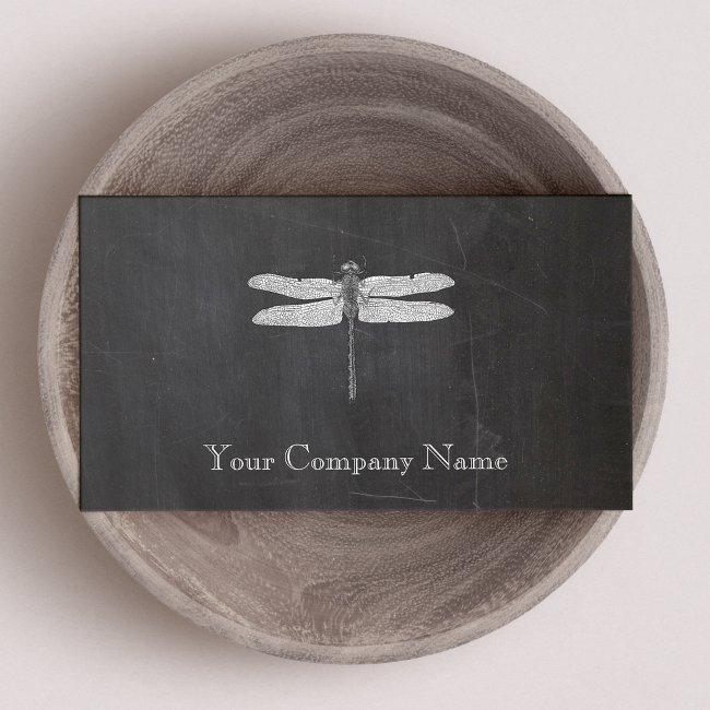 Dragonfly Vintage Etching Chalkboard Look Black