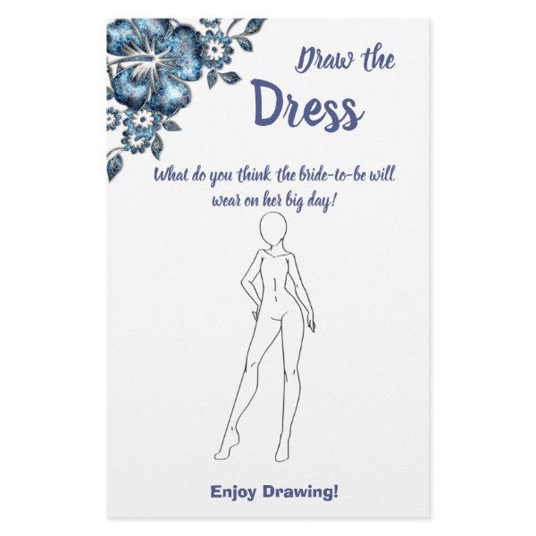 Draw the Dress Bridal Shower Game Card Blue Flower Flyer