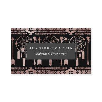 Dreamcatcher Rose Gold Tribal Aztec on Black