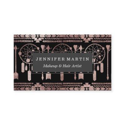 Dreamcatcher Rose Gold Tribal Aztec on Black