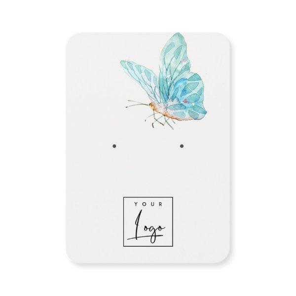 Dreamy Blue Aqua Butterfly Logo Earring Display