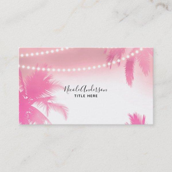 Dreamy Pink Palm Trees & String Lights Beachy Glam