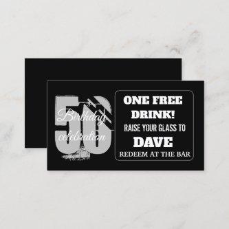 Drink Ticket Birthday Bar Token Personalised Card