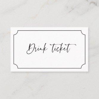 Drink Ticket Reception Bar Token Wedding Card B613