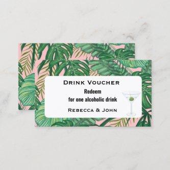 Drink Tickets Watercolor Tropical Palm Leaves