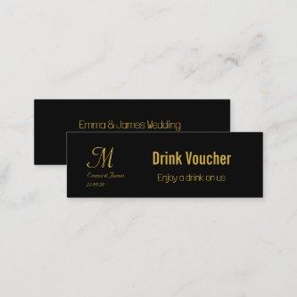 Drink Voucher Black & Gold Wedding Corporate Card
