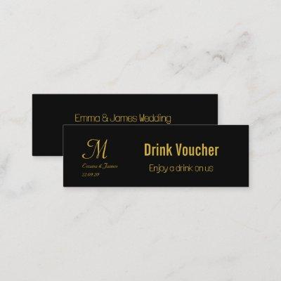 Drink Voucher Black & Gold Wedding Corporate Card