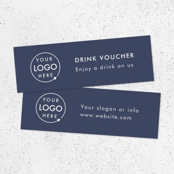 Drink Voucher | Navy Blue Corporate Logo Card