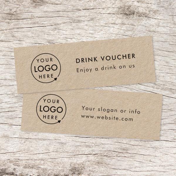 Drink Voucher | Rustic Kraft Corporate Logo Card