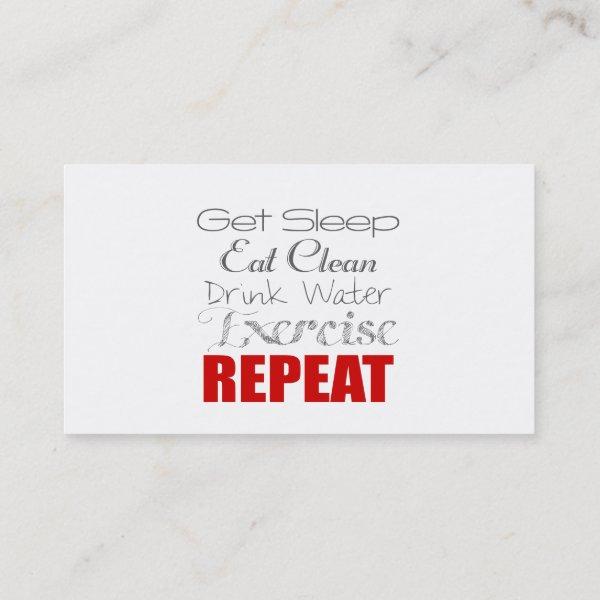 Drink Water, Exercise & Repeat Personal Coach Card