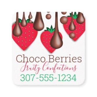 Dripping chocolate strawberries fruit confections square