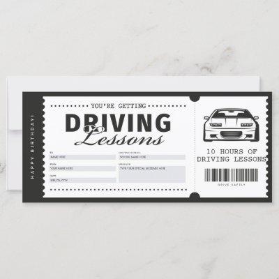 Driving Lessons Gift Ticket Voucher Certificate