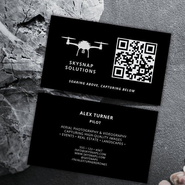 Drone Pilot Photography Custom QR Code Logo Black