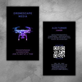 Drone Pilot UAV Photography QR Code Modern Black