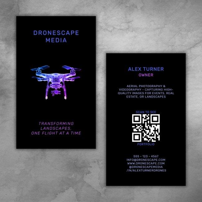 Drone Pilot UAV Photography QR Code Modern Black