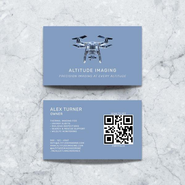 Drone UAV Pilot Photography QR Code Modern Blue