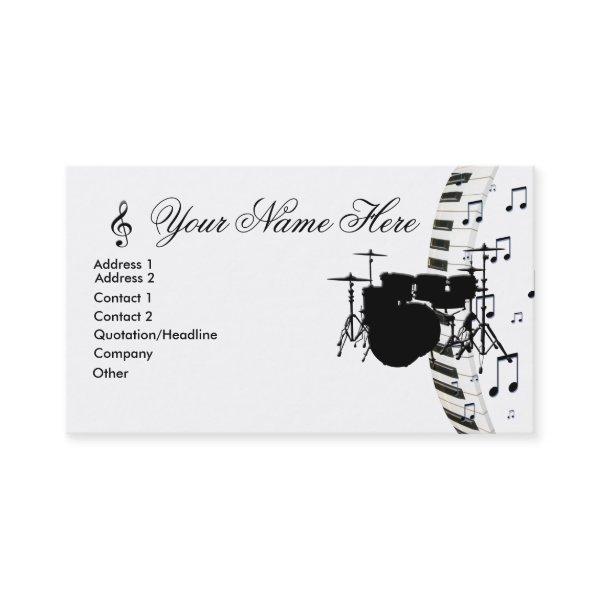 Drum Set Piano Keyboard and Music Notes