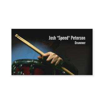 Drummer Holding Drumsticks Blue