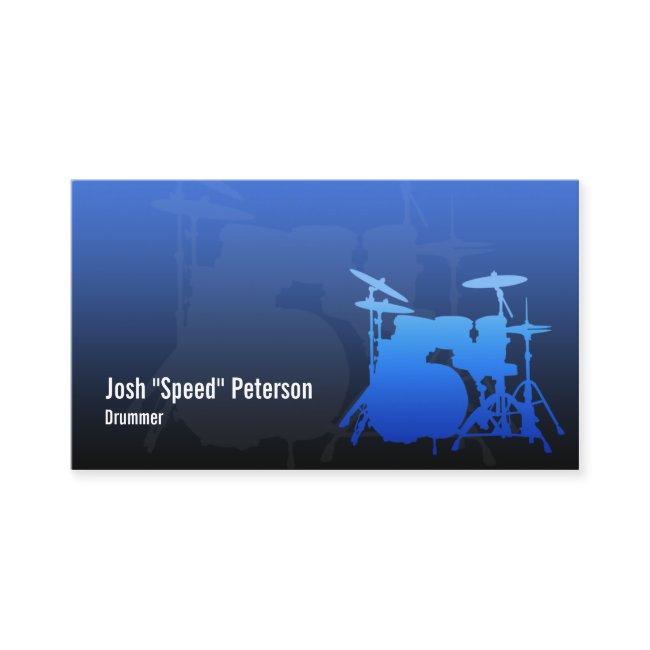 Drummer's Drum Kit Silhouette Blue